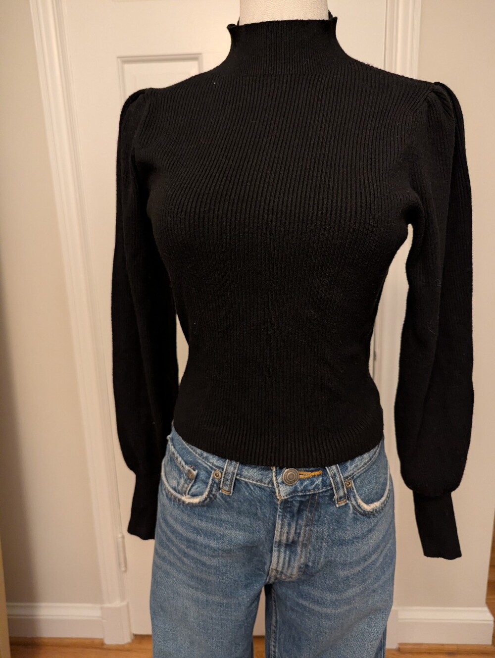 Be cool Mock Neck Ribbed Knit Top